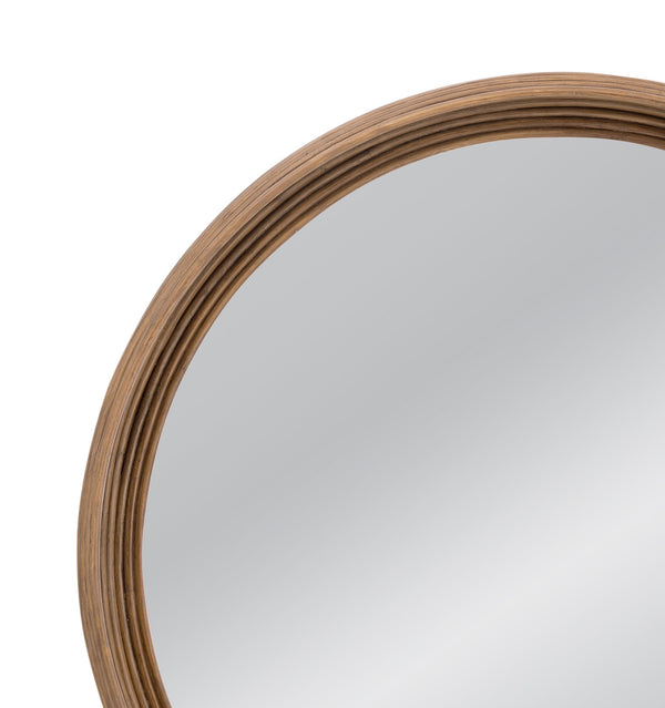 Basset Mirror Marcella Wall Mirror - Modern Boho Round Wood Frame For Stylish Home Decor & Unique Interior Flair Natural Rattan,Glass,Mdf M5207