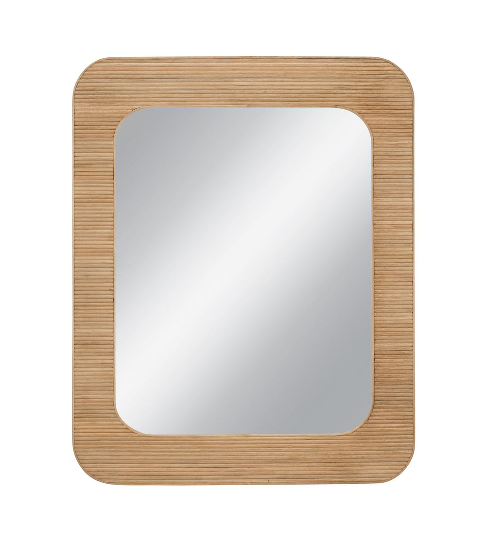 Basset Mirror Wilson Wall Mirror - Boho-chic Design With Natural Wood Slats, Perfect For Any Home Decor Style! Natural Rattan,Glass,Mdf M5208
