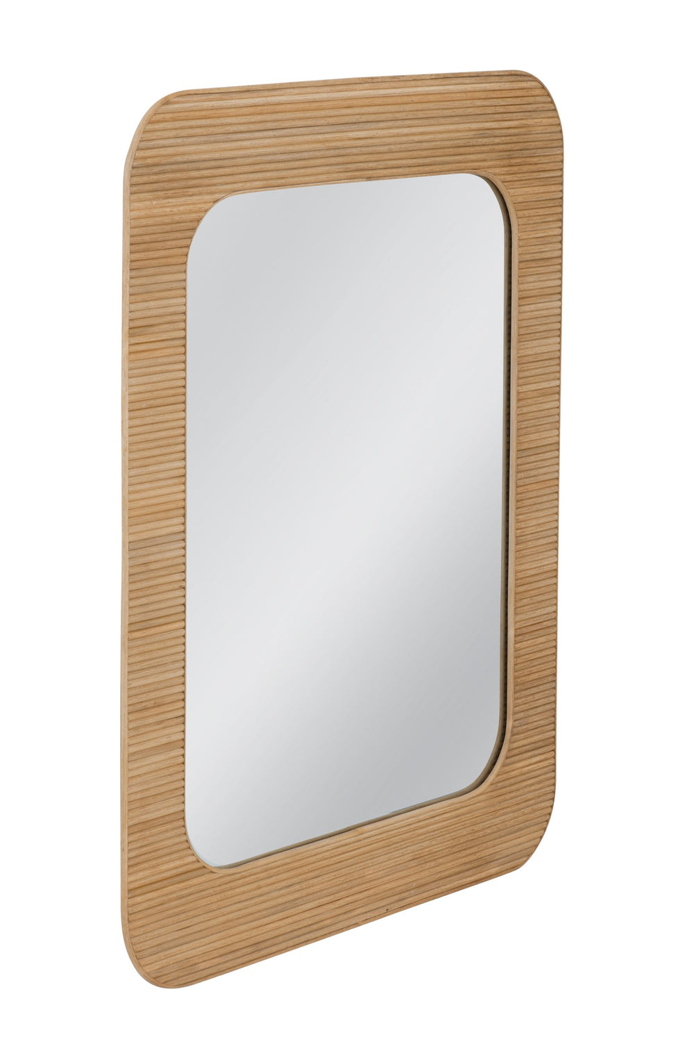 Basset Mirror Wilson Wall Mirror - Boho-chic Design With Natural Wood Slats, Perfect For Any Home Decor Style! Natural Rattan,Glass,Mdf M5208