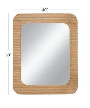 Basset Mirror Wilson Wall Mirror - Boho-chic Design With Natural Wood Slats, Perfect For Any Home Decor Style! Natural Rattan,Glass,Mdf M5208