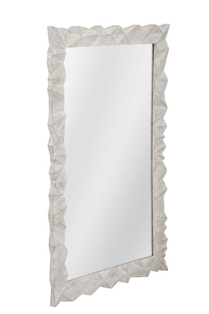 Basset Mirror Isola Wall Mirror - Contemporary Geometric Design With White Wash Finish For Modern Home Decor White Mango Wood,Mdf,Glass M5209