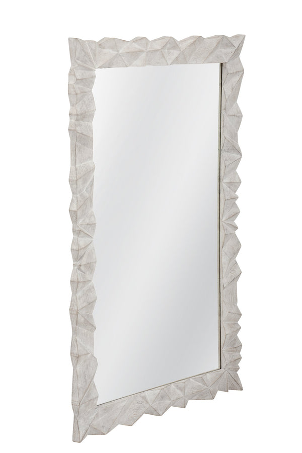 Basset Mirror Isola Wall Mirror - Contemporary Geometric Design With White Wash Finish For Modern Home Decor White Mango Wood,Mdf,Glass M5209