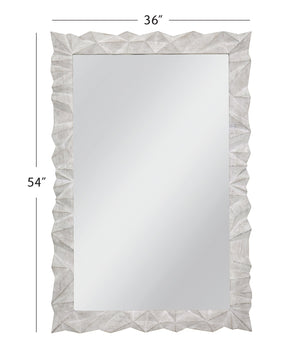 Basset Mirror Isola Wall Mirror - Contemporary Geometric Design With White Wash Finish For Modern Home Decor White Mango Wood,Mdf,Glass M5209