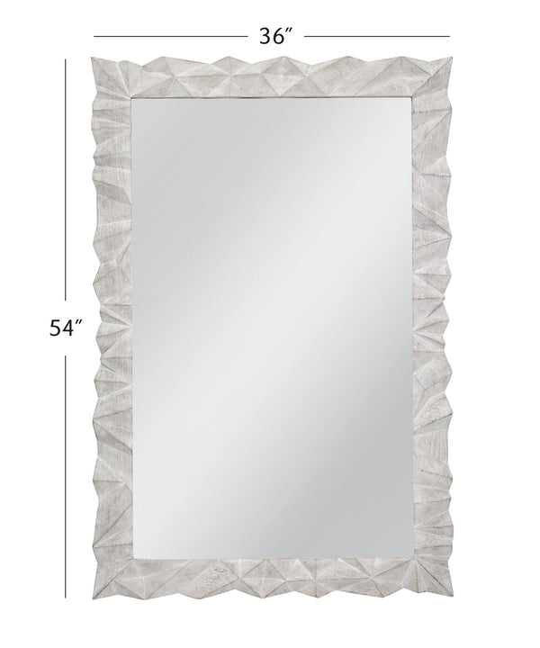 Basset Mirror Isola Wall Mirror - Contemporary Geometric Design With White Wash Finish For Modern Home Decor White Mango Wood,Mdf,Glass M5209