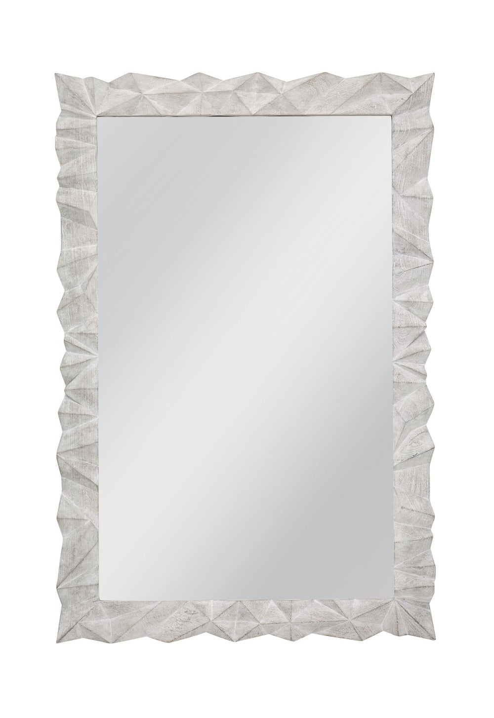 Basset Mirror Isola Wall Mirror - Contemporary Geometric Design With White Wash Finish For Modern Home Decor White Mango Wood,Mdf,Glass M5209