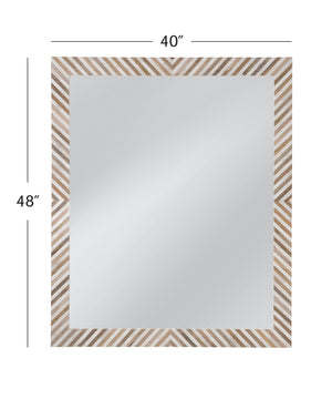 Basset Mirror Karl Wall Mirror - Boho Chic Cream & Natural Wood Herringbone Frame For Stylish Home Decor Natural Wood,Bone,Resin,Glass M5215