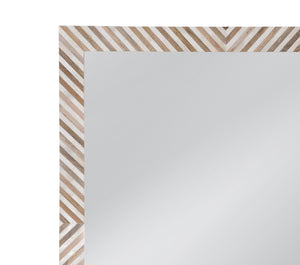 Basset Mirror Karl Wall Mirror - Boho Chic Cream & Natural Wood Herringbone Frame For Stylish Home Decor Natural Wood,Bone,Resin,Glass M5215