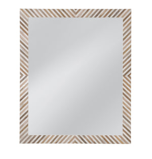 Basset Mirror Karl Wall Mirror - Boho Chic Cream & Natural Wood Herringbone Frame For Stylish Home Decor Natural Wood,Bone,Resin,Glass M5215