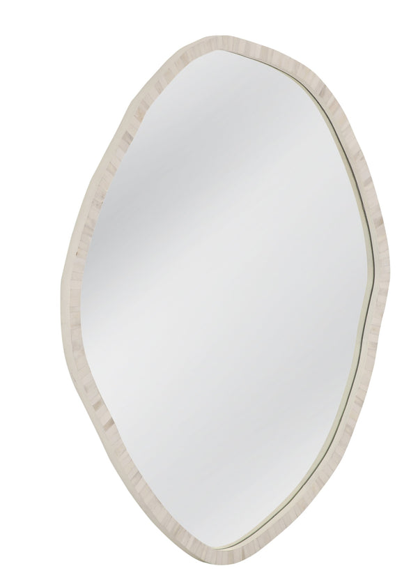 Basset Mirror Tylerton Wall Mirror - Organic-shaped Bone & Resin Frame In Soft Cream For Modern Coastal Elegance Cream Bone,Mdf,Glass M5216