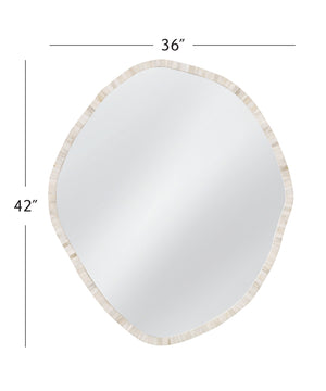 Basset Mirror Tylerton Wall Mirror - Organic-shaped Bone & Resin Frame In Soft Cream For Modern Coastal Elegance Cream Bone,Mdf,Glass M5216