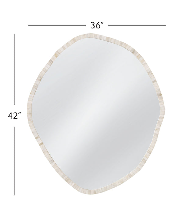 Basset Mirror Tylerton Wall Mirror - Organic-shaped Bone & Resin Frame In Soft Cream For Modern Coastal Elegance Cream Bone,Mdf,Glass M5216