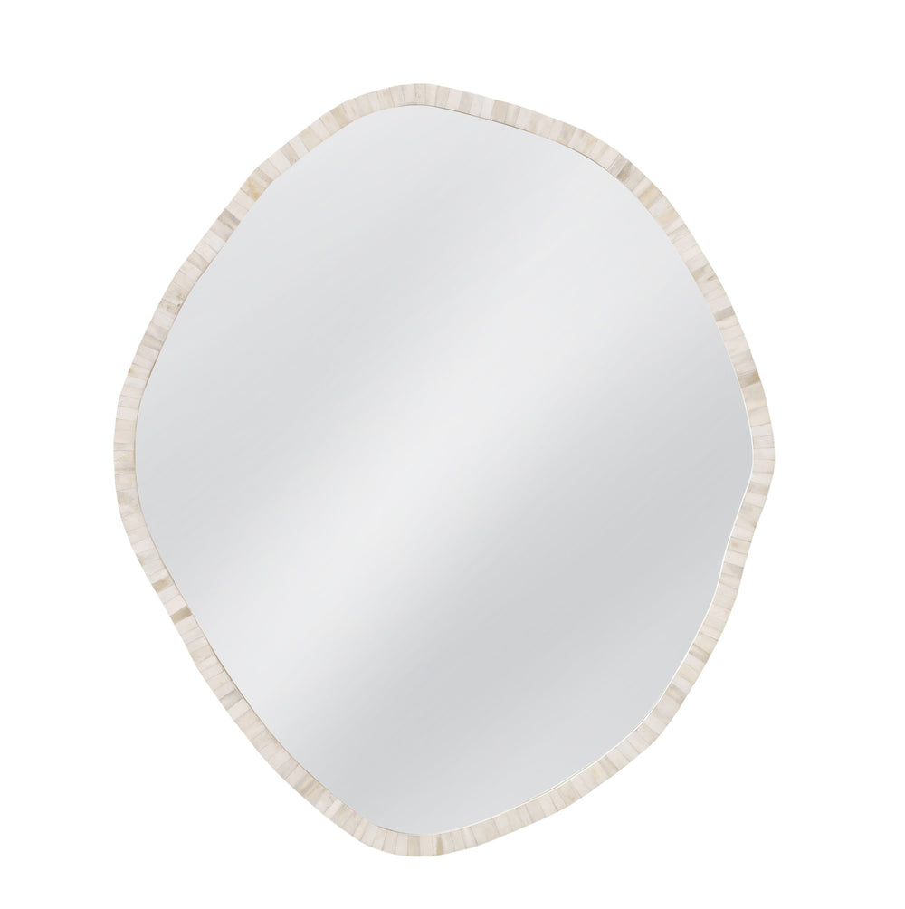 Basset Mirror Tylerton Wall Mirror - Organic-shaped Bone & Resin Frame In Soft Cream For Modern Coastal Elegance Cream Bone,Mdf,Glass M5216