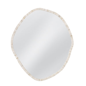 Basset Mirror Tylerton Wall Mirror - Organic-shaped Bone & Resin Frame In Soft Cream For Modern Coastal Elegance Cream Bone,Mdf,Glass M5216