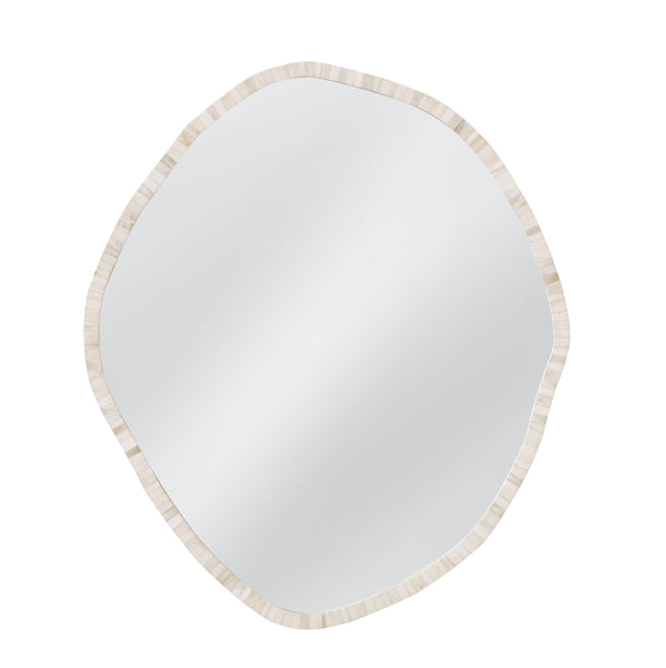 Basset Mirror Tylerton Wall Mirror - Organic-shaped Bone & Resin Frame In Soft Cream For Modern Coastal Elegance Cream Bone,Mdf,Glass M5216