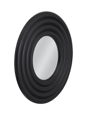 Basset Mirror Centauri Round Wall Mirror - Modern Matte Black Frame For Contemporary Home Decor & Unique Style Black Resin,Mirror,Mdf M5219