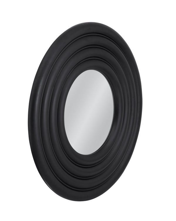 Basset Mirror Centauri Round Wall Mirror - Modern Matte Black Frame For Contemporary Home Decor & Unique Style Black Resin,Mirror,Mdf M5219