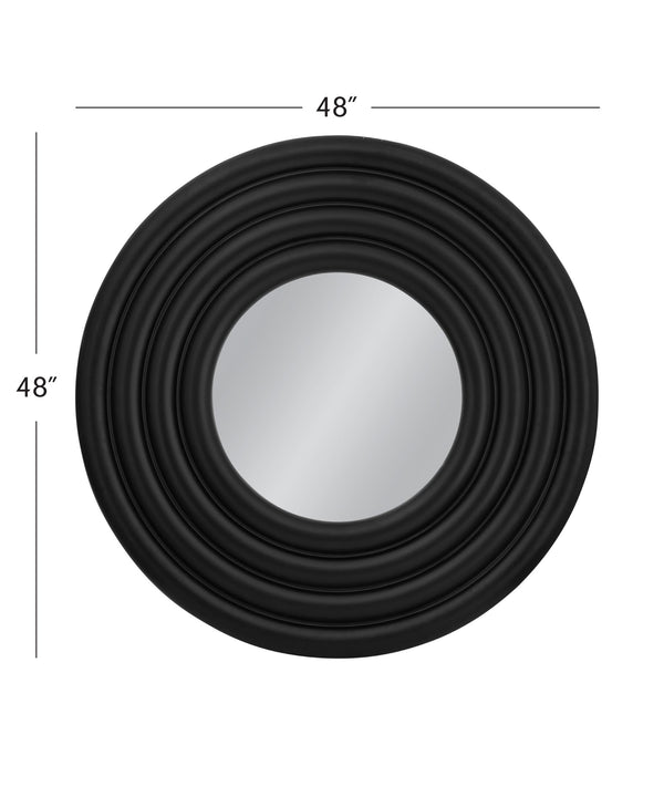 Basset Mirror Centauri Round Wall Mirror - Modern Matte Black Frame For Contemporary Home Decor & Unique Style Black Resin,Mirror,Mdf M5219