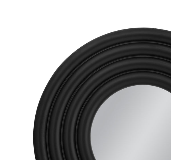 Basset Mirror Centauri Round Wall Mirror - Modern Matte Black Frame For Contemporary Home Decor & Unique Style Black Resin,Mirror,Mdf M5219