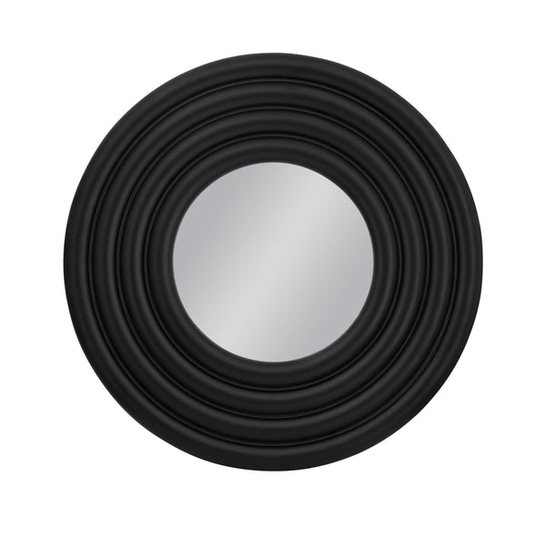 Basset Mirror Centauri Round Wall Mirror - Modern Matte Black Frame For Contemporary Home Decor & Unique Style Black Resin,Mirror,Mdf M5219