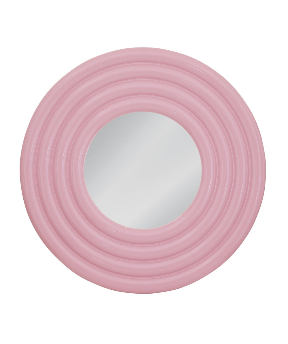 Basset Mirror Rigel Wall Mirror - Funky Round Design With Glossy Pink Finish For A Modern Home Decor Statement Piece Pink Resin,Mirror,Mdf M5220