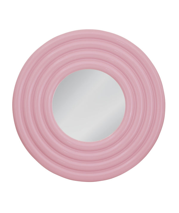 Basset Mirror Rigel Wall Mirror - Funky Round Design With Glossy Pink Finish For A Modern Home Decor Statement Piece Pink Resin,Mirror,Mdf M5220