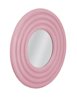 Basset Mirror Rigel Wall Mirror - Funky Round Design With Glossy Pink Finish For A Modern Home Decor Statement Piece Pink Resin,Mirror,Mdf M5220