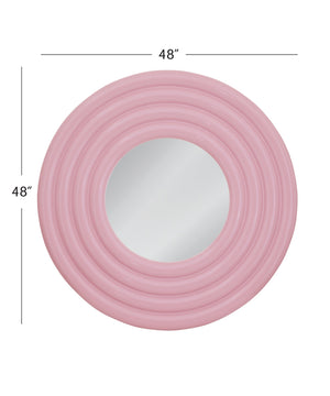 Basset Mirror Rigel Wall Mirror - Funky Round Design With Glossy Pink Finish For A Modern Home Decor Statement Piece Pink Resin,Mirror,Mdf M5220