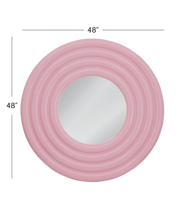 Basset Mirror Rigel Wall Mirror - Funky Round Design With Glossy Pink Finish For A Modern Home Decor Statement Piece Pink Resin,Mirror,Mdf M5220