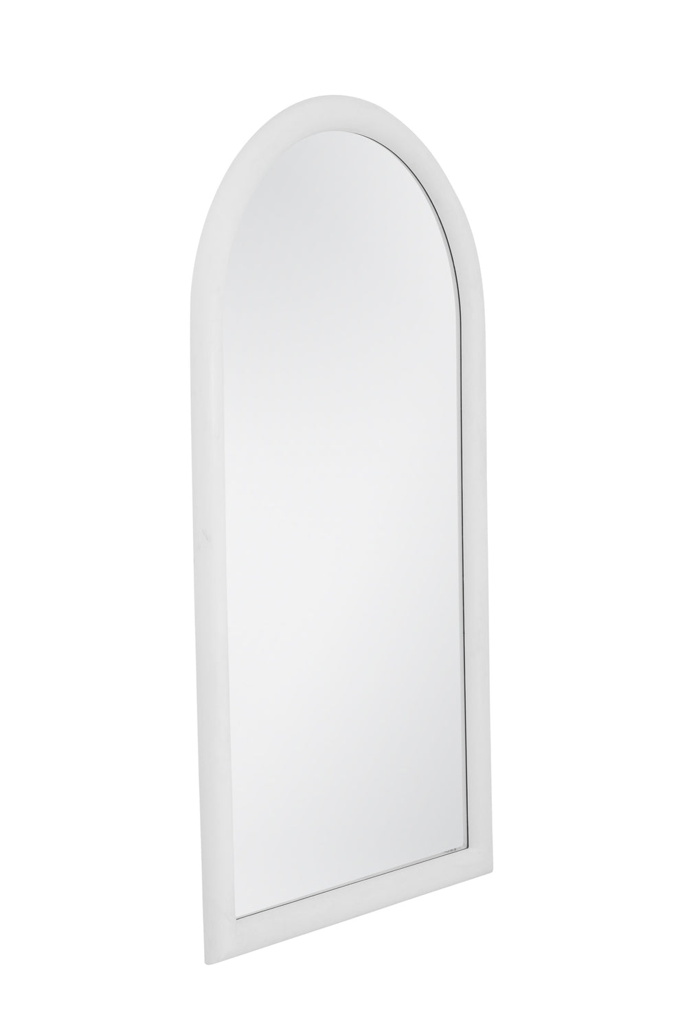Basset Mirror Vega Floor Mirror - Contemporary Arched Design With Matte White Finish For A Modern Home Aesthetic White Resin,Mirror,Mdf M5221