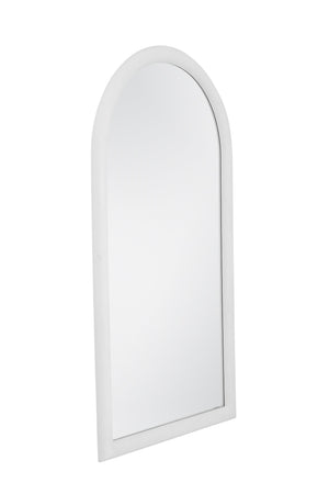 Basset Mirror Vega Floor Mirror - Contemporary Arched Design With Matte White Finish For A Modern Home Aesthetic White Resin,Mirror,Mdf M5221