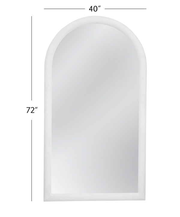 Basset Mirror Vega Floor Mirror - Contemporary Arched Design With Matte White Finish For A Modern Home Aesthetic White Resin,Mirror,Mdf M5221