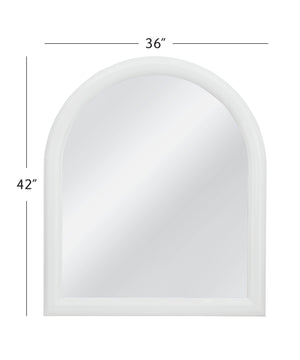 Basset Mirror White Round Wall Mirror With Inverted Curved Frame – Modern Elegance For Any Room Decor White Resin,Mirror,Mdf M5222
