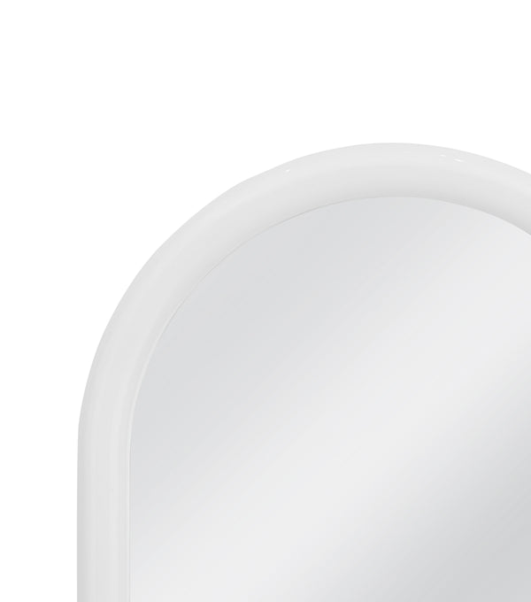 Basset Mirror White Round Wall Mirror With Inverted Curved Frame – Modern Elegance For Any Room Decor White Resin,Mirror,Mdf M5222