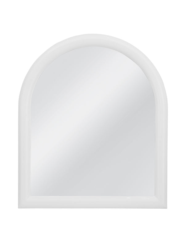 Basset Mirror White Round Wall Mirror With Inverted Curved Frame – Modern Elegance For Any Room Decor White Resin,Mirror,Mdf M5222