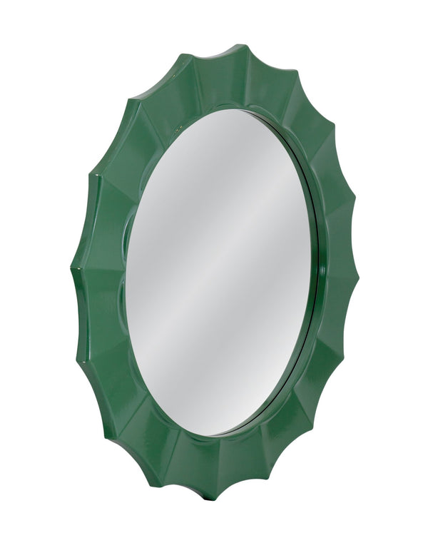 Basset Mirror Green Altair Wall Mirror - Striking Round Design With Curved Frame, Bold Modern Flair For Any Space Green Resin,Mirror,Mdf M5225b