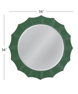Basset Mirror Green Altair Wall Mirror - Striking Round Design With Curved Frame, Bold Modern Flair For Any Space Green Resin,Mirror,Mdf M5225b