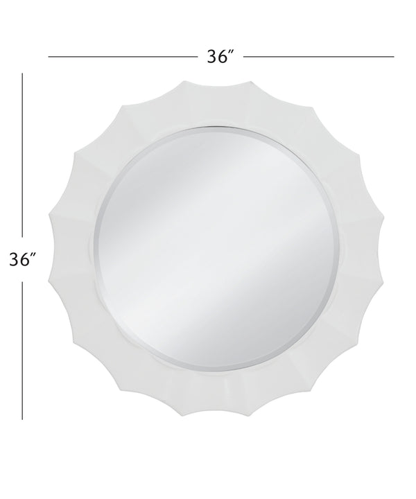 Basset Mirror White Round Wall Mirror With Inverted Curved Frame – Modern Elegance For Any Room Decor White Resin,Mirror,Mdf M5226b
