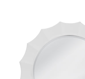 Basset Mirror White Round Wall Mirror With Inverted Curved Frame – Modern Elegance For Any Room Decor White Resin,Mirror,Mdf M5226b