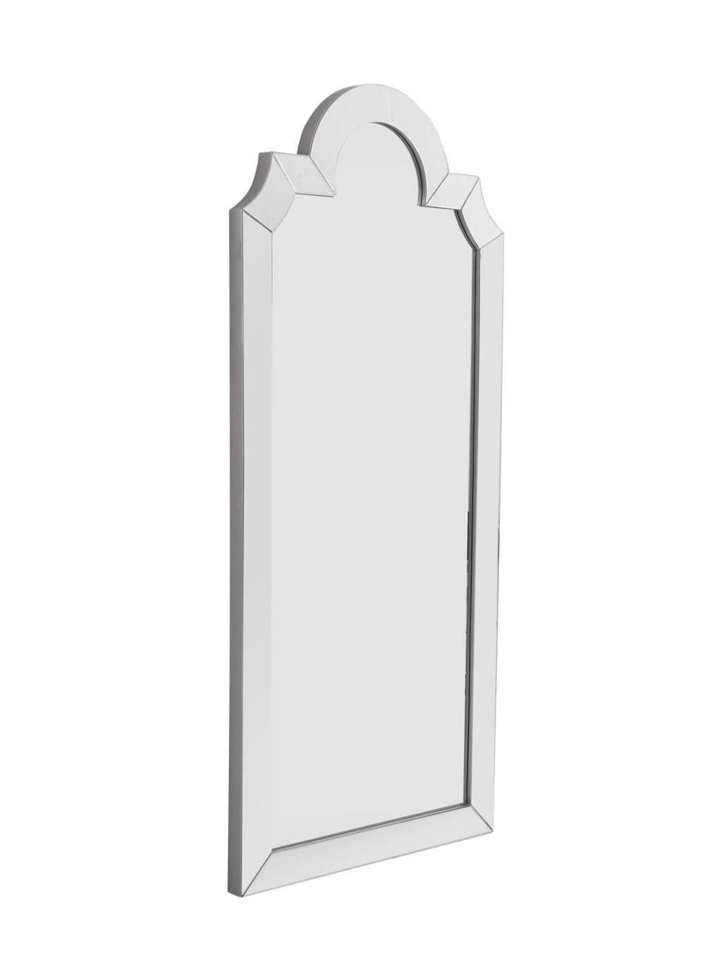 Basset Mirror Spica Floor Mirror With Arched Champagne Silver Frame - Elevate Your Space With Modern Glamour Silver Mirror,Mdf M5227