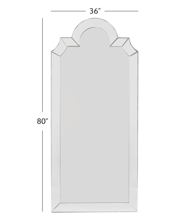 Basset Mirror Spica Floor Mirror With Arched Champagne Silver Frame - Elevate Your Space With Modern Glamour Silver Mirror,Mdf M5227