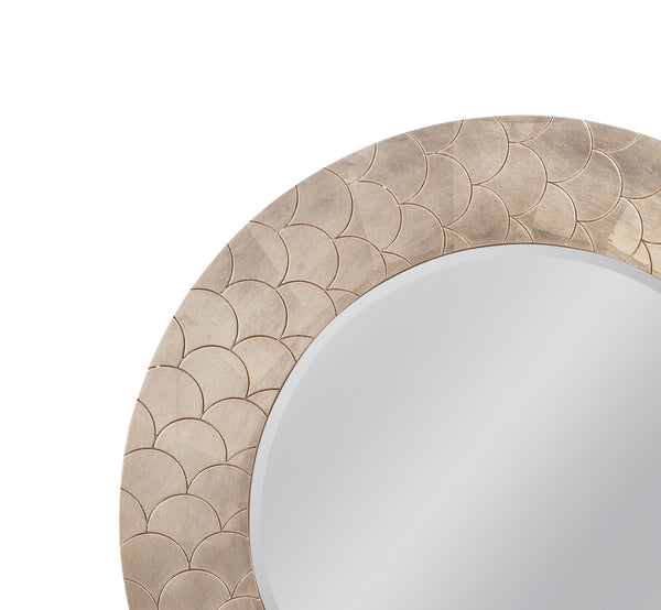 Basset Mirror Tetra Wall Mirror - Elegant Coastal Design With Unique Scale-printed Frame In Soft Champagne Finish Gold Resin,Mirror Glass M5236b