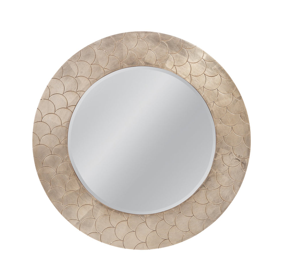 Basset Mirror Tetra Wall Mirror - Elegant Coastal Design With Unique Scale-printed Frame In Soft Champagne Finish Gold Resin,Mirror Glass M5236b