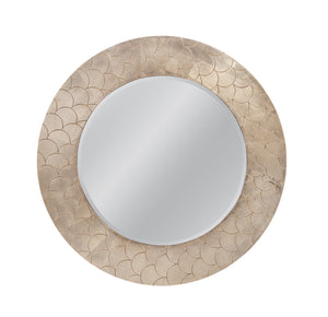 Basset Mirror Tetra Wall Mirror - Elegant Coastal Design With Unique Scale-printed Frame In Soft Champagne Finish Gold Resin,Mirror Glass M5236b