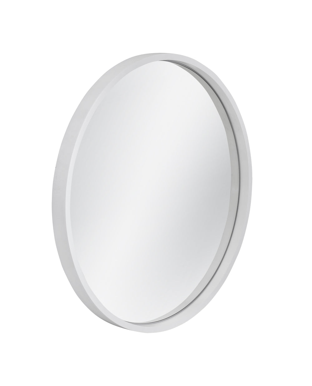 Basset Mirror Cyprus Wall Mirror – Sleek Round Design With White Resin Frame For A Modern Home Decor Accent White Resin,Mirror,Mdf M5238