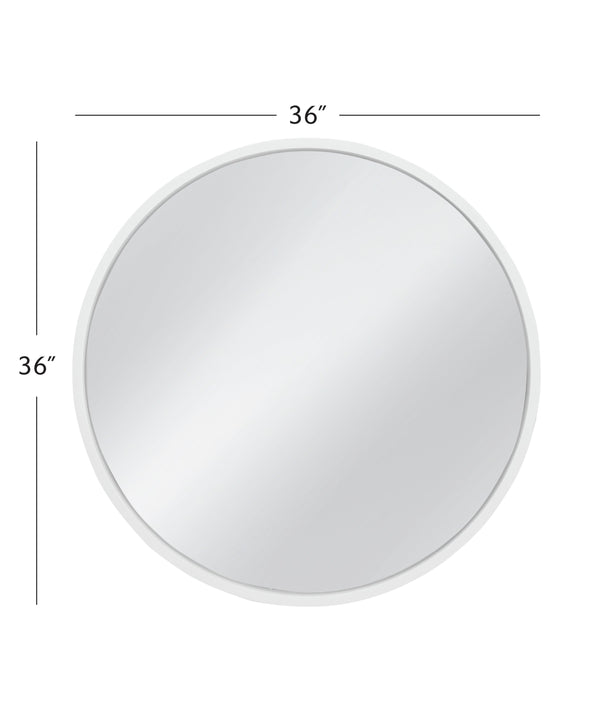Basset Mirror Cyprus Wall Mirror – Sleek Round Design With White Resin Frame For A Modern Home Decor Accent White Resin,Mirror,Mdf M5238