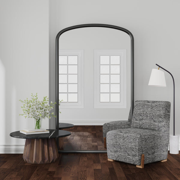 Basset Mirror Brookings Floor Mirror - Modern Glam In Sleek Black, Classic Louis Philippe Design For Elegant Decor Black Resin,Mirror Glass M5249