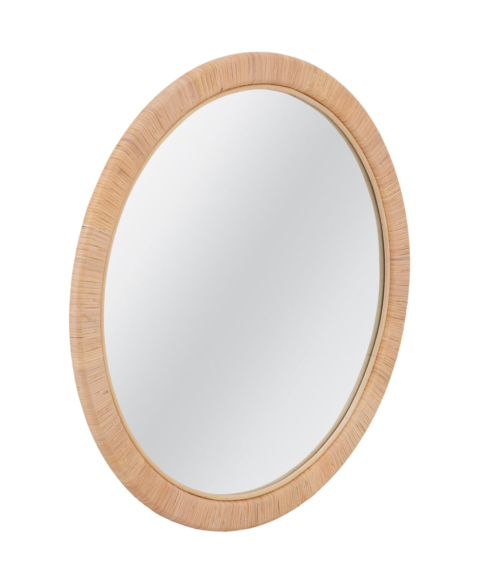 Basset Mirror Picardy Coastal Round Wall Mirror - Boho Charm With Rattan Wrap For Warmth And Elegance In Any Space Natural Rattan,Mirror Glass M5262