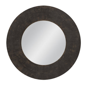 Basset Mirror Karolina Round Wall Mirror – Elegant Matte Black Wood Frame With Sculptural Detailing For Modern Style Black Wood,Mirror Glass M5264