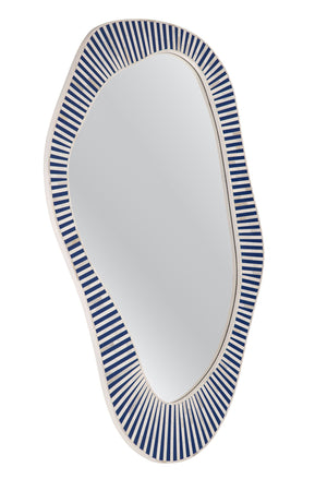 Basset Mirror Rhodes Wall Mirror - Contemporary Coastal Design With Striking Blue & White Bone Inlay Frame Blue Bone,Resin,Glass,Mdf M5266