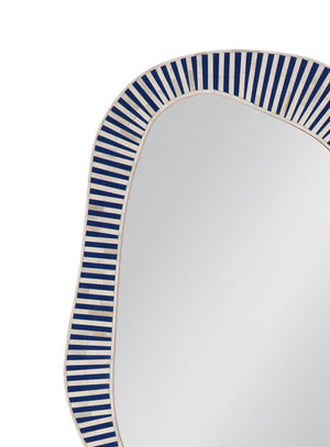 Basset Mirror Rhodes Wall Mirror - Contemporary Coastal Design With Striking Blue & White Bone Inlay Frame Blue Bone,Resin,Glass,Mdf M5266